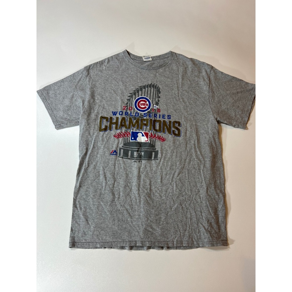 Delta Pro Weight T-Shirt Men's Large Gray 2016 World Series Champions Cubs